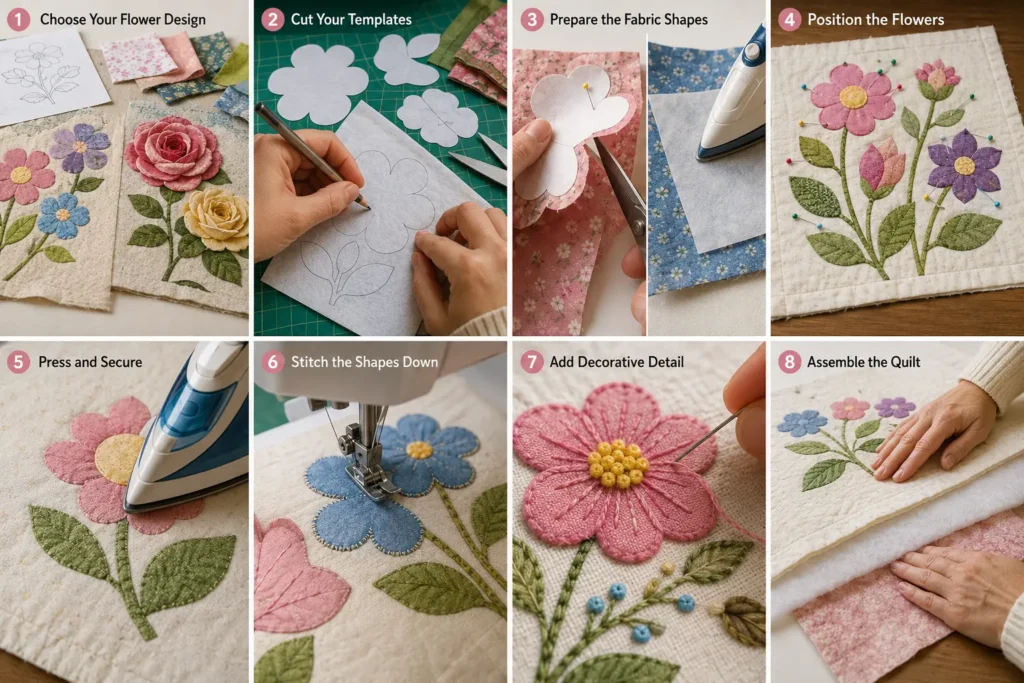 How to Make a Flower Appliqué Quilt: Step-by-Step