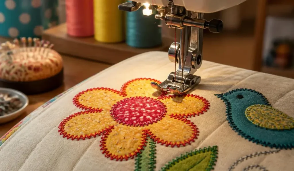 sewing machine stitching applique