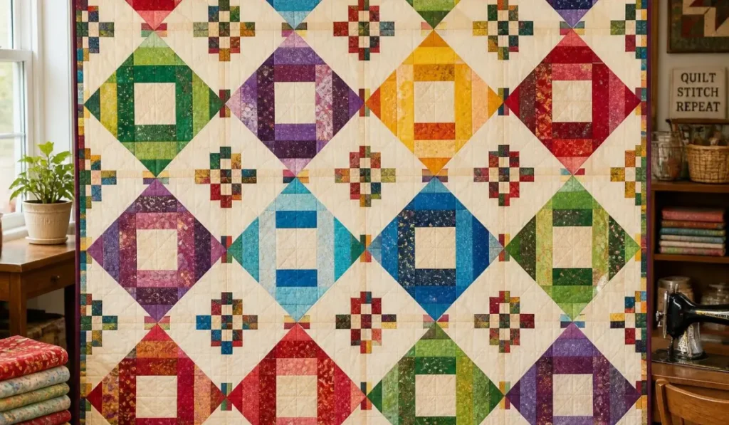 St Louis 16 patch quilt pattern made with strip piecing