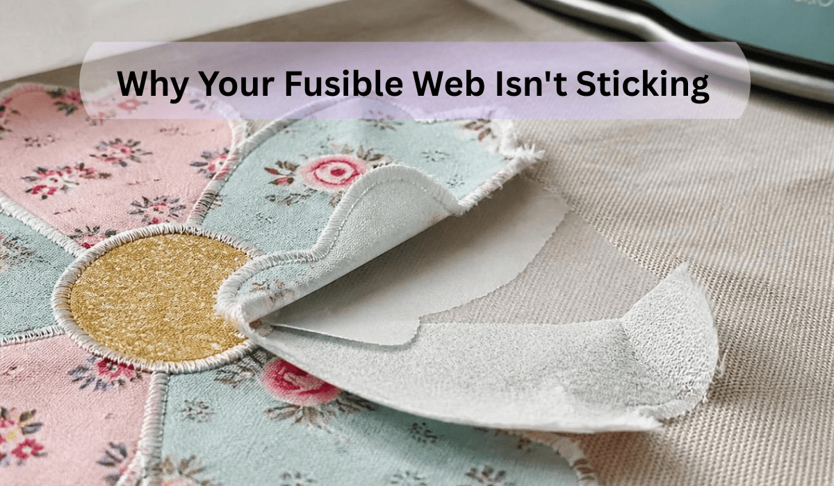 A close-up of fabric where the fusible web is failing to stick