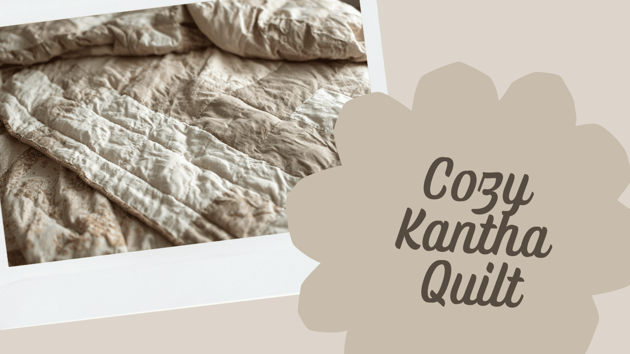 kantha quilt with batting hand stitching texture on layered fabric tutorial
