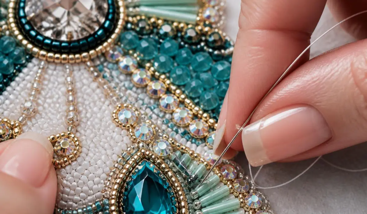 beaded appliqué on peyote stitch base