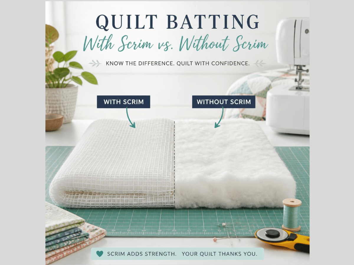 Quilt batting with scrim mesh layer visible