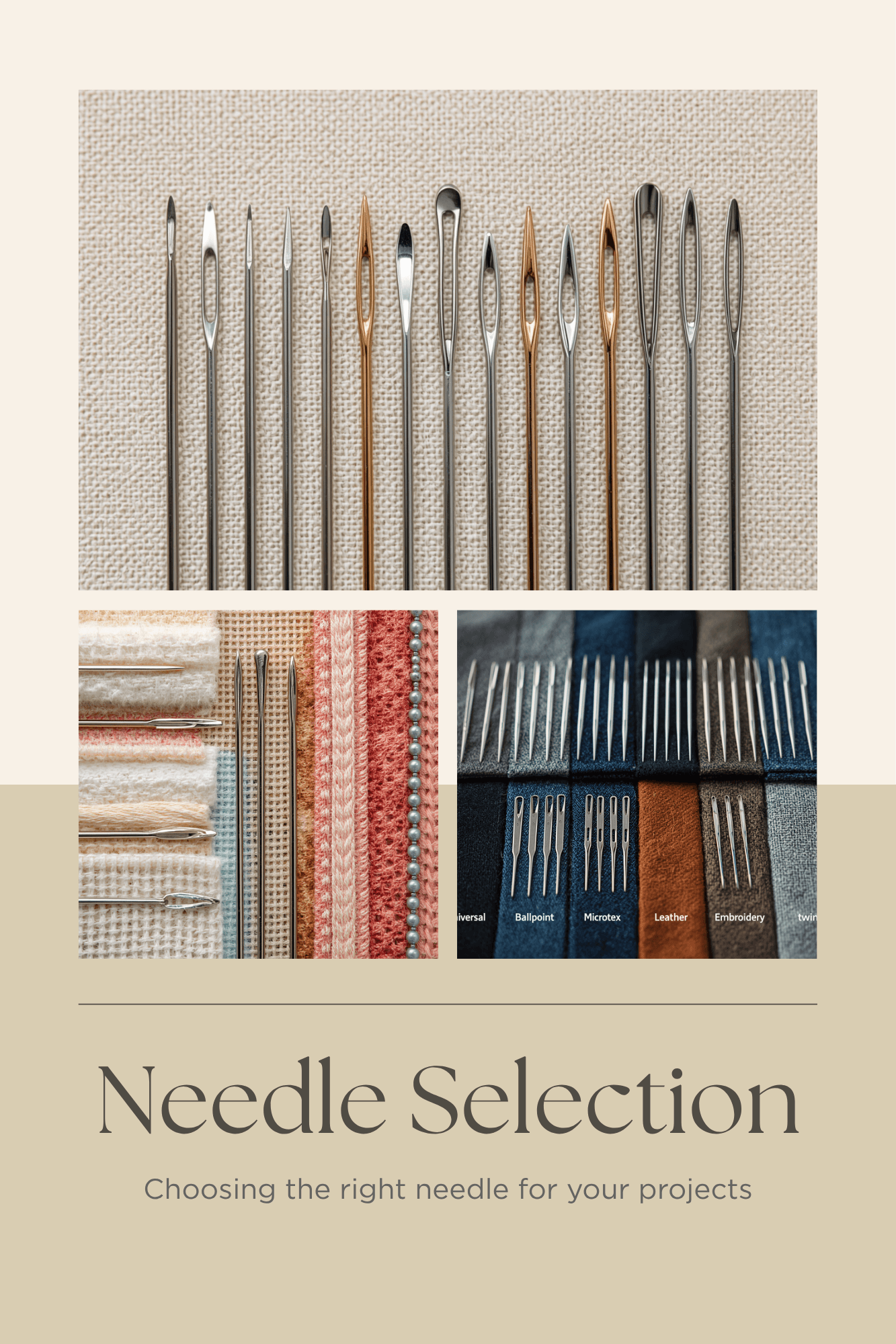 Needle guide / Types of sewing needles