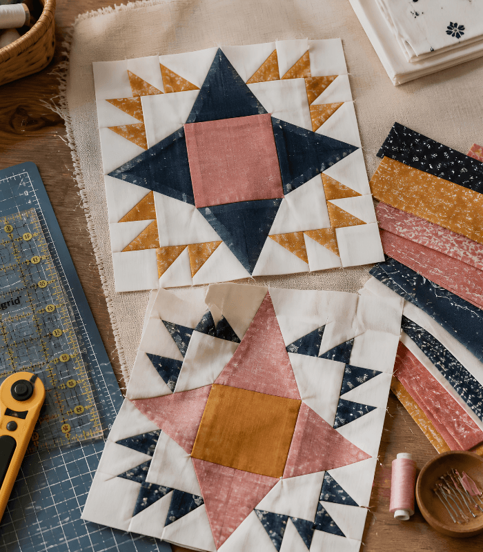 Sawtooth star quilt pattern