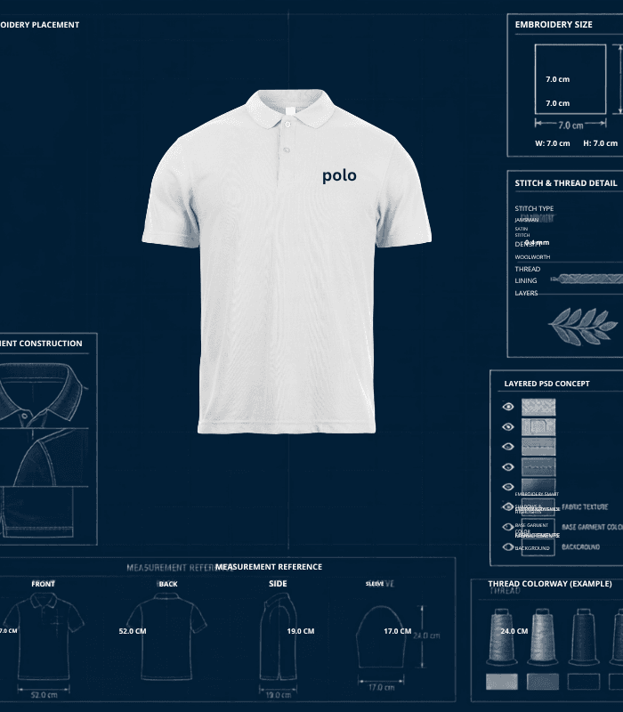 polo embroidery mockup psd