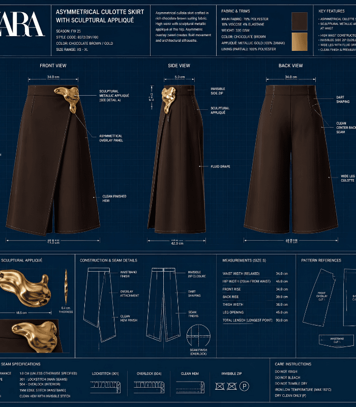 zara asymmetrical culotte skirt