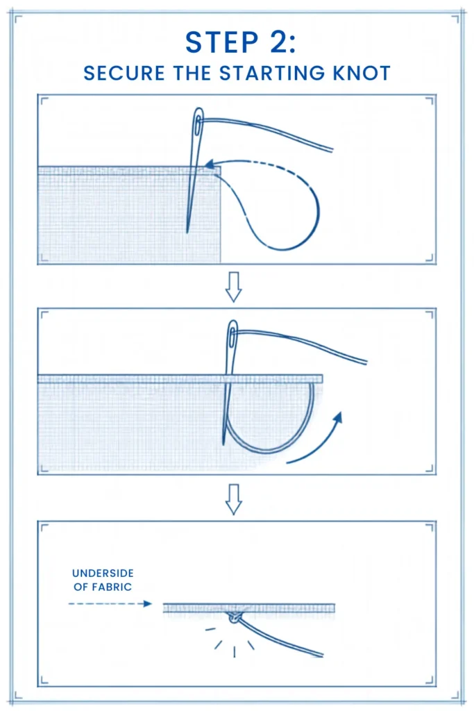 Sew a Button by Hand — Step 2