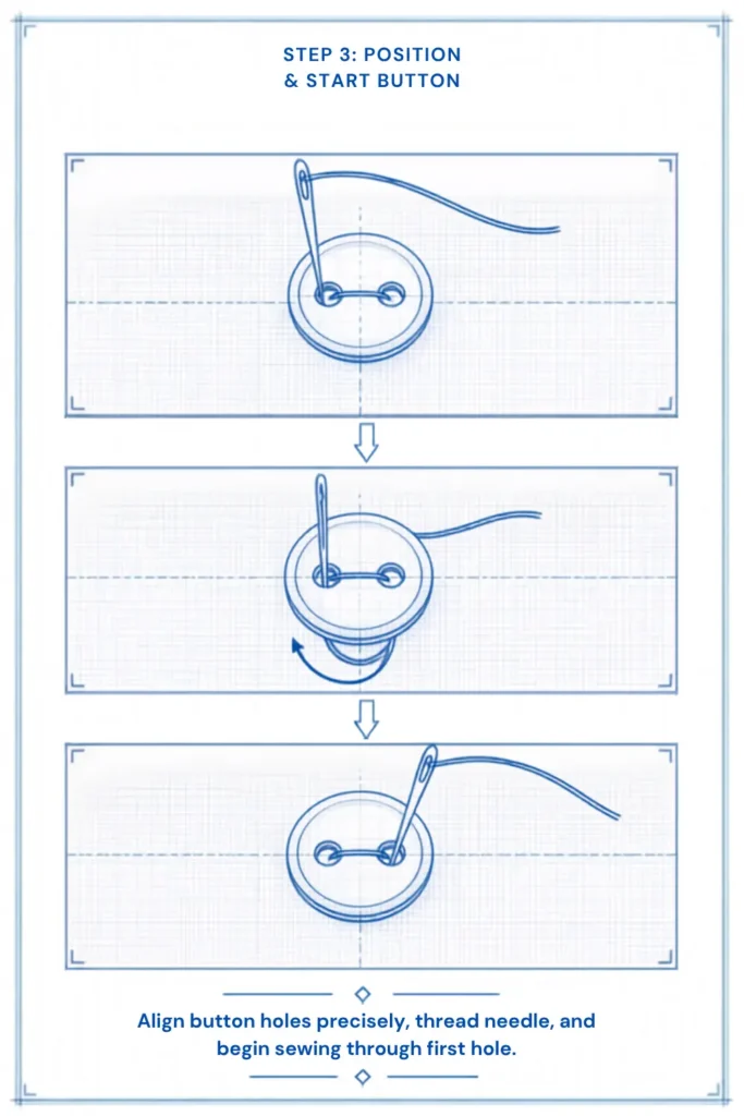 Sew a Button by Hand — Step 3