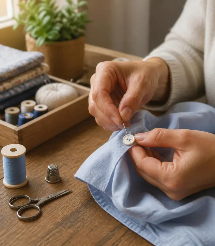 how to sew a button on a shirt