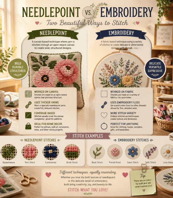 Needlepoint VS Embroidery